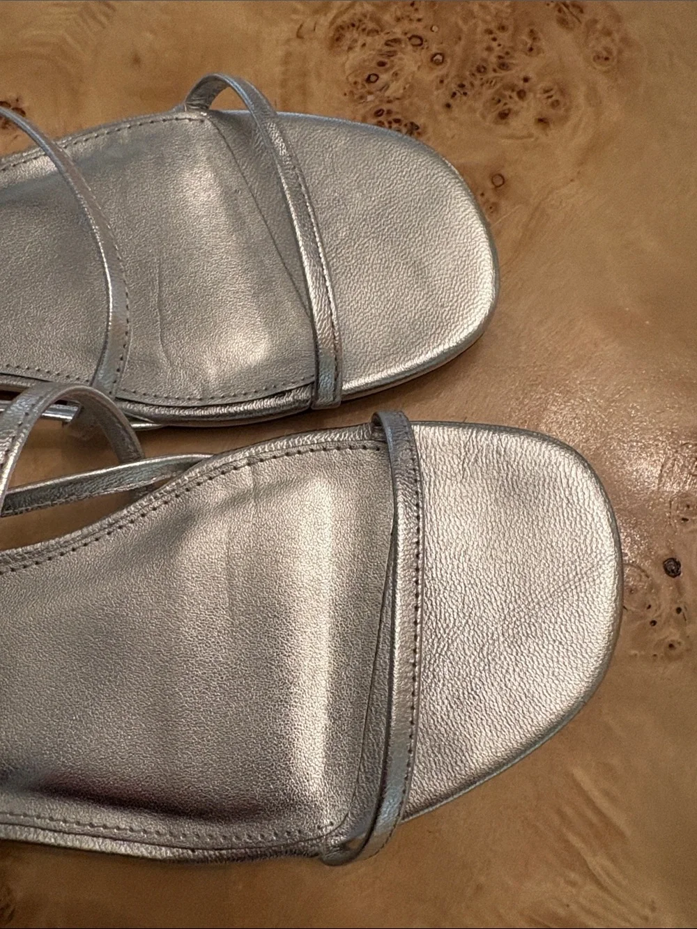 Marc Fisher Metallic Silver Multi-Strap Flat Sandals
